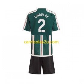 Camisolas de futebol Manchester United Lindelof 2 Criança Equipamento Alternativa 2023/24 Manga Curta